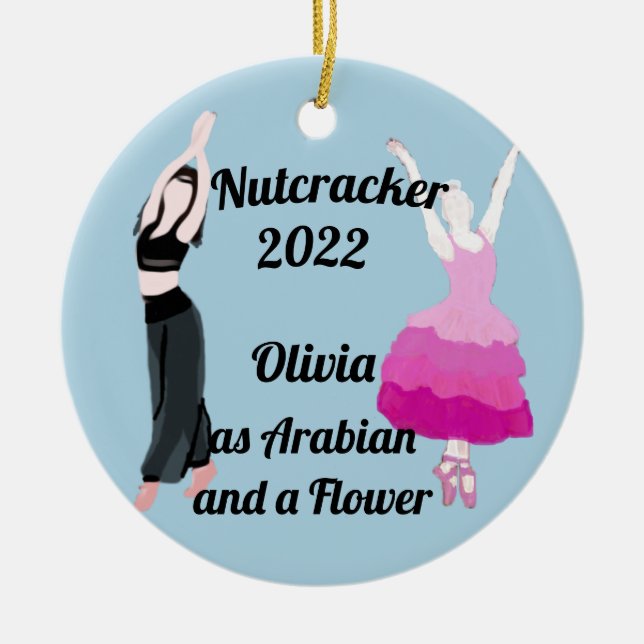 Nutcracker Ornament- Arabianand a Flower Ceramic   Tree Decoration (Front)