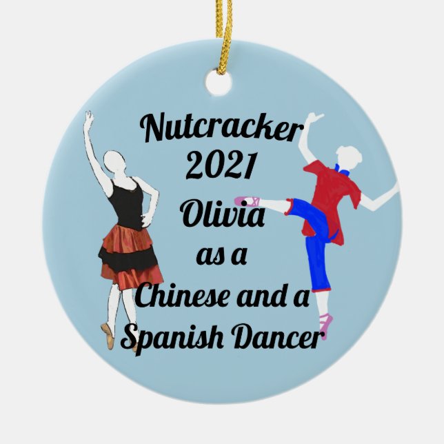 Nutcracker Ornament-Chinese and  Spanish Dancer Ceramic Tree Decoration (Front)