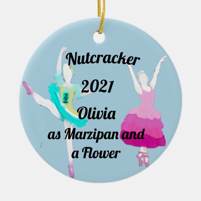 Nutcracker Ornament-Marzipan and a Flower Ceramic  Tree Decoration (Front)