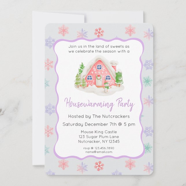 Nutcracker Pastel Christmas Housewarming Party Invitation (Front)