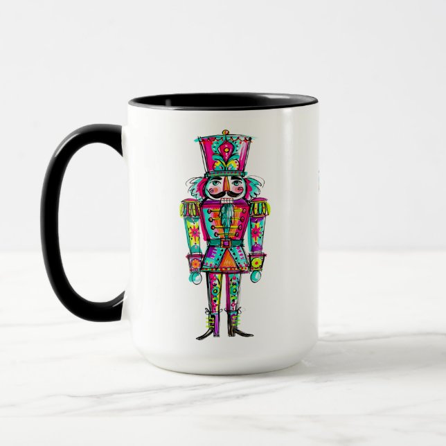 Nutcracker Pastel Rainbow Pink Christmas  Mug (Left)