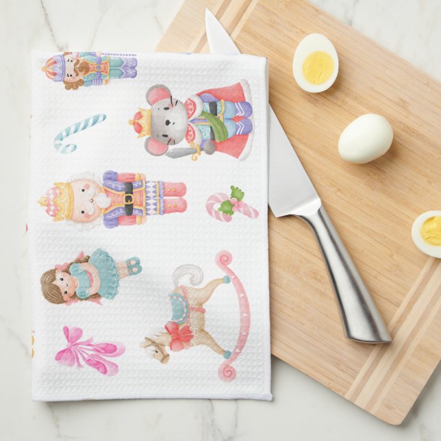 Nutcracker Pattern Christmas Tea Towel (Quarter Fold)