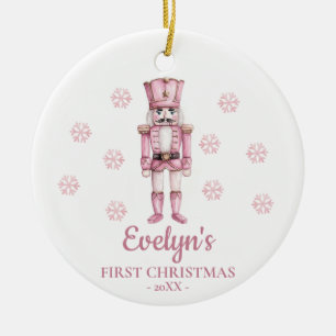 Nutcracker Personalized Girl's First Christmas Ceramic Tree Decoration