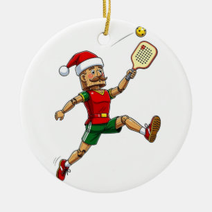 Nutcracker Pickleball Player Holiday Sports Xmas Ceramic Tree Decoration