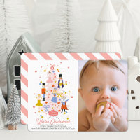 Nutcracker Pink Christmas Tree 1st Birthday Photo