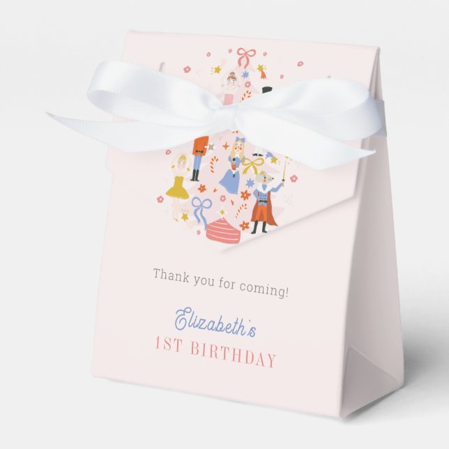 Nutcracker Pink Christmas Tree Holiday Birthday Favour Box (Front Side)