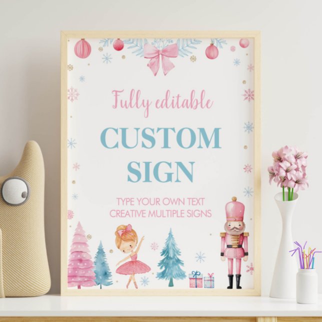 Nutcracker Pink Fairy Birthday Party Custom Sign (Creator Uploaded)