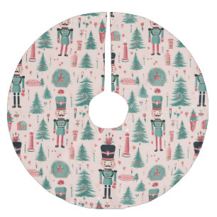Nutcracker Pink Mint Pattern Christmas Tree Skirt