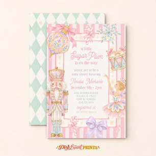 Nutcracker Pink Sugar Plum Fairy Baby Shower Invitation