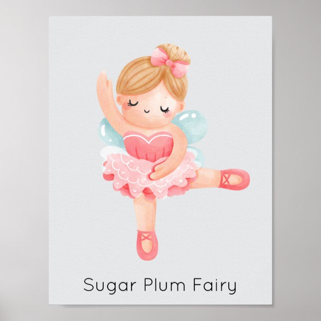 Nutcracker Pink Sugar Plum Fairy Christmas Poster (Front)