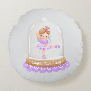 Nutcracker Purple Sugar Plum Fairy Christmas Round Cushion
