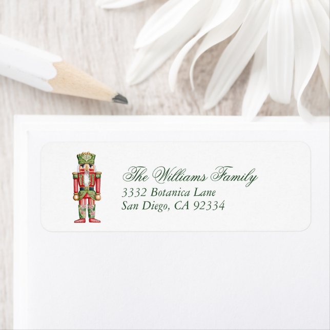 Nutcracker Red and Green Christmas Return Address (Insitu)