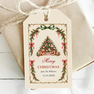 Nutcracker red bow Christmas Party Gift Tags