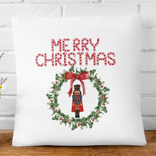 Nutcracker Red Bow Festive Christmas Home Decor Cushion