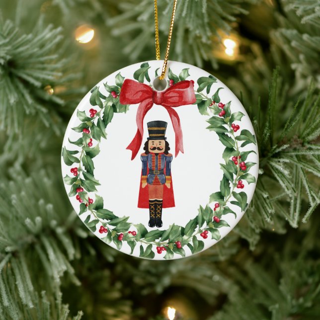 Nutcracker Red Bow Wreath Christmas Tree Decor Ceramic Tree Decoration (Tree)