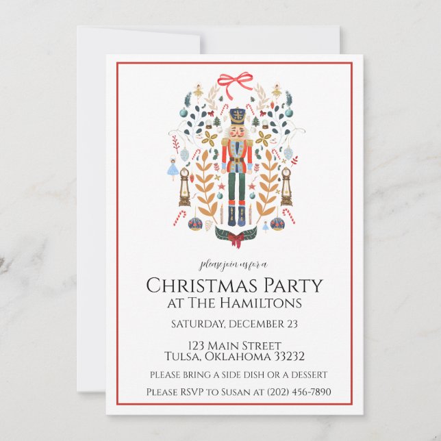 Nutcracker Red Christmas Party Invitation (Front)