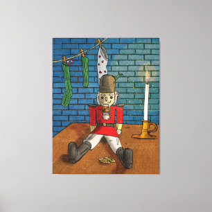 Nutcracker Retro Christmas Whimsical Illustration Canvas Print