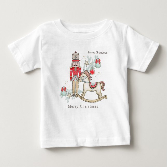 Nutcracker Rocking Horse Christmas Tree Baby T-Shirt (Front)