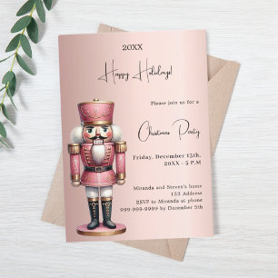 Nutcracker rose gold Christmas Party Invitation