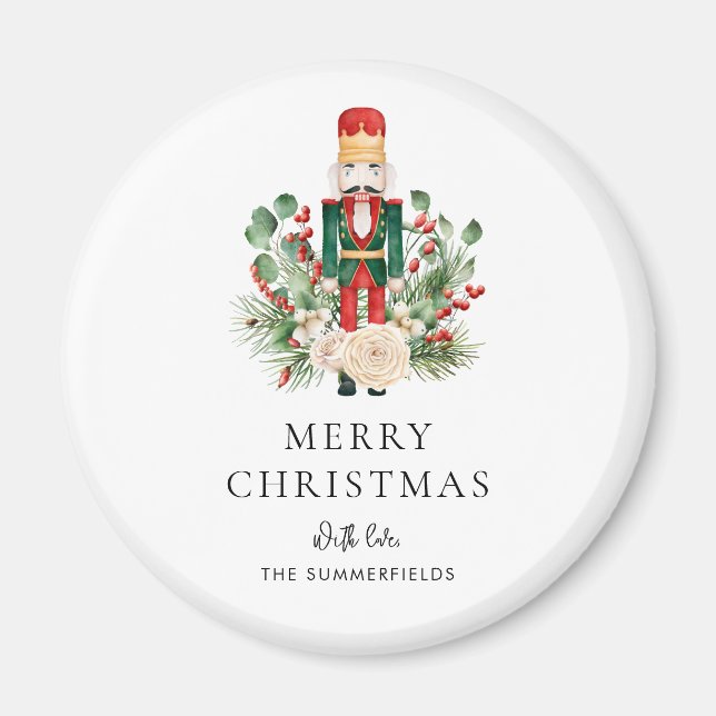 Nutcracker Script Family Foliage Christmas Holiday Magnet (Front)