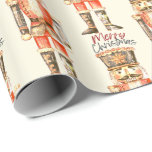 Nutcracker Script Merry Christmas Wrapping Paper<br><div class="desc">Nutcracker Script Merry Christmas Wrapping Paper 
Cream background,  grey and burgundy Merry Christmas Script
Nutcracker illustration</div>