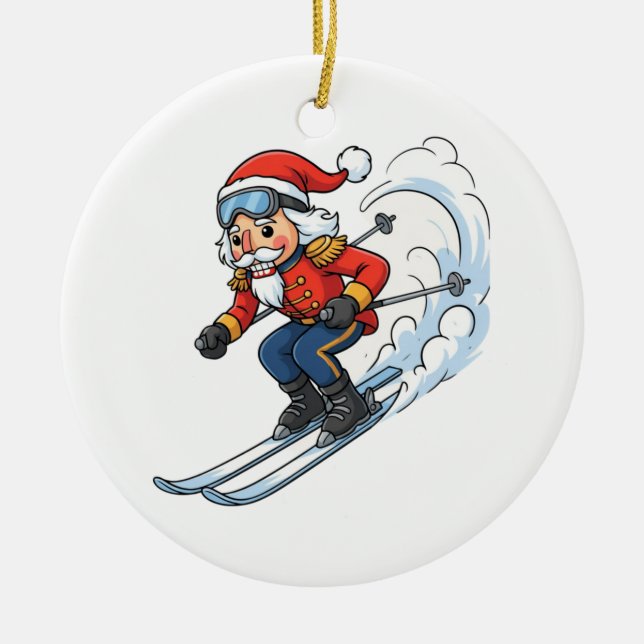 Nutcracker Skier Christmas 2026 Holiday Skiing   Ceramic Tree Decoration (Front)