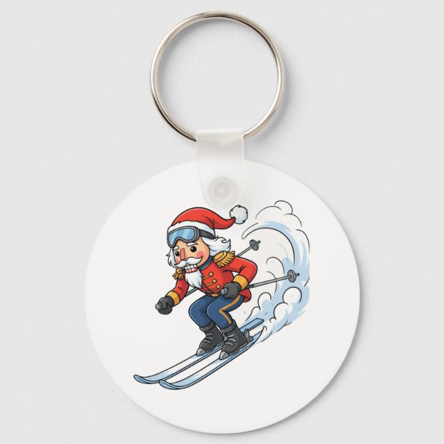 Nutcracker Skier Christmas 2026 Holiday Skiing   Key Ring (Front)