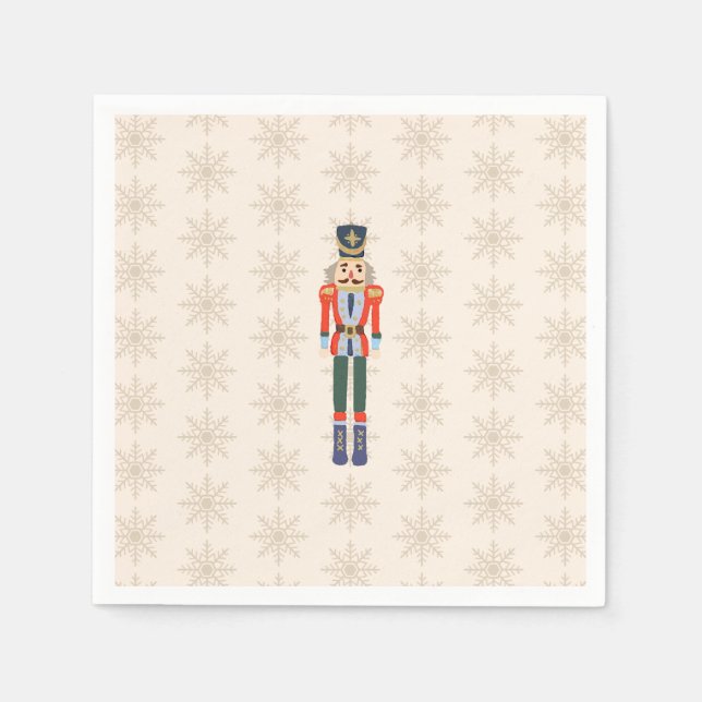 Nutcracker Snowflake Pattern Holiday Paper Napkin (Front)