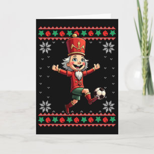 Nutcracker Soccer Ugly Christmas Card