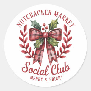 Nutcracker Social Club Shopping Market Group  Classic Round Sticker