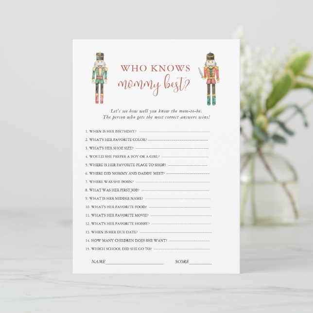 Nutcracker soldier Christmas Baby Shower game  Invitation (Standing Front)