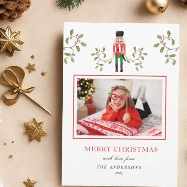 Nutcracker Soldier & holiday greenery Photo Announcement (Creator Uploaded)