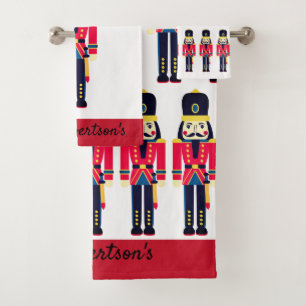 Nutcracker Soldier Pretty Personalise Christmas Ba Bath Towel Set