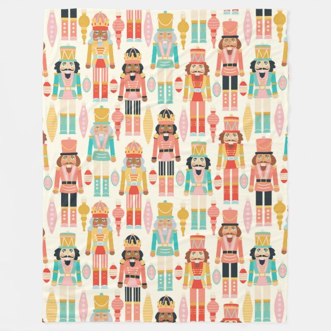 Nutcracker Soldiers and Ornaments Fleece Blanket (Front)