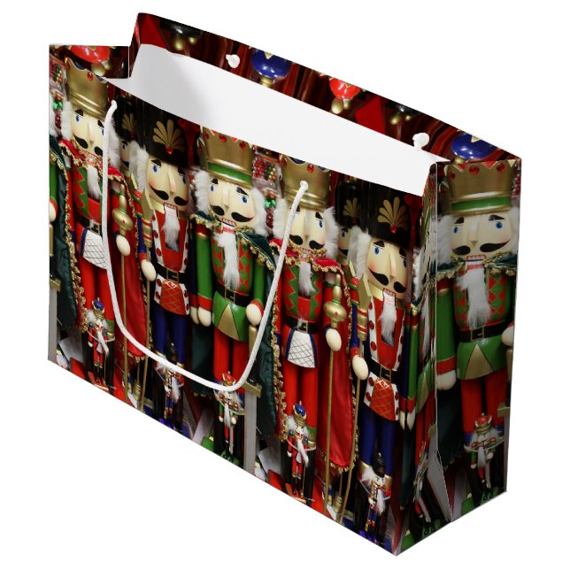 Nutcracker Soldiers Christmas Large Gift Bag (Front Angled)