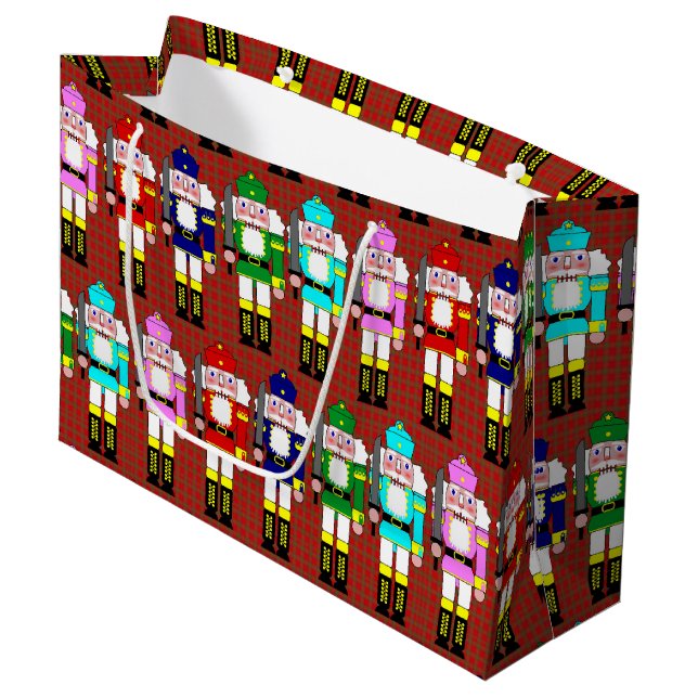 Nutcracker Soldiers Christmas Large Gift Bag (Front Angled)