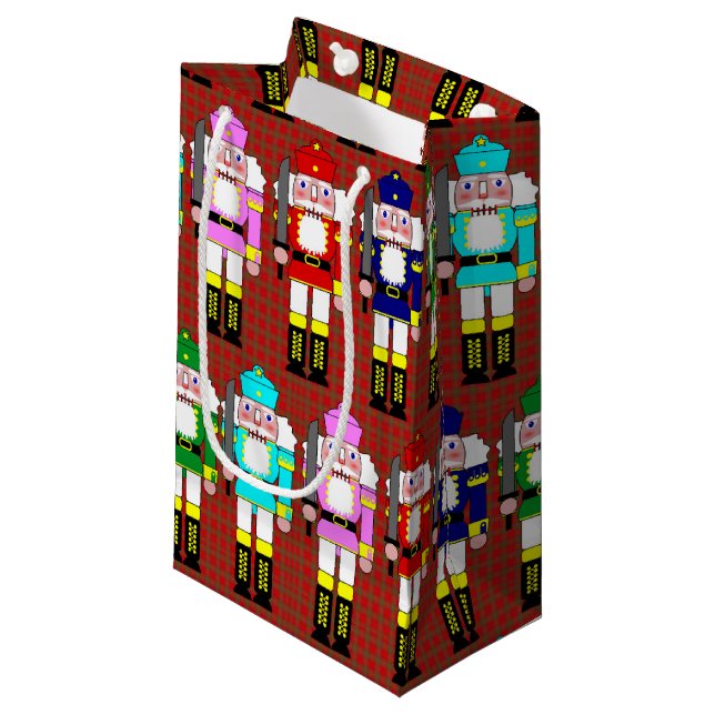 Nutcracker Soldiers Christmas Small Gift Bag (Front Angled)