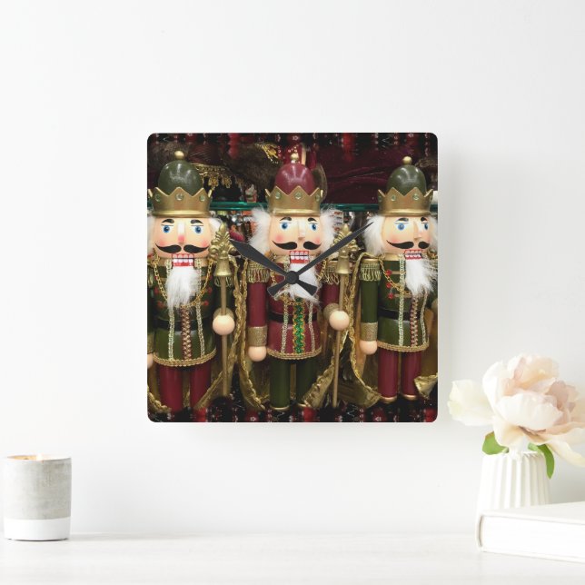  Nutcracker Soldiers Christmas Square Wall Clock (Home)