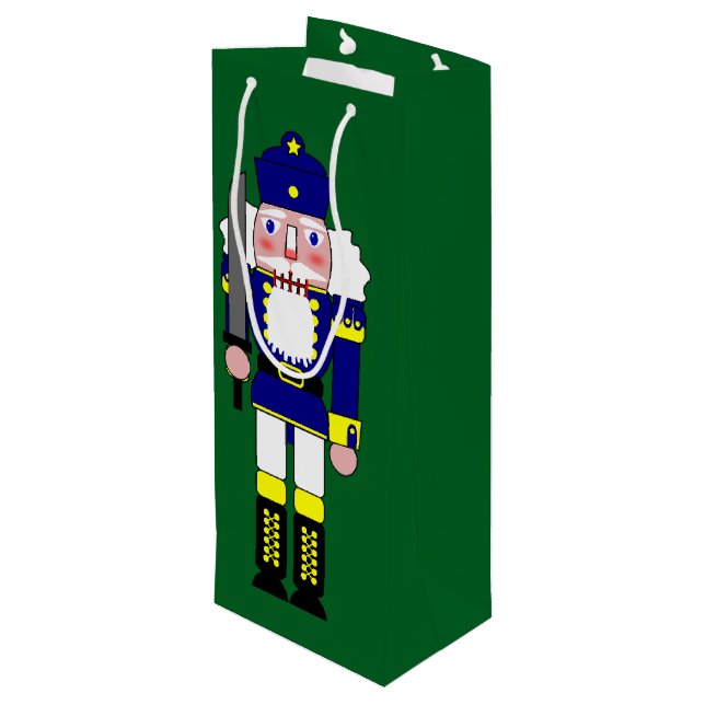 Nutcracker Soldiers Christmas Wine Gift Bag (Back Angled)