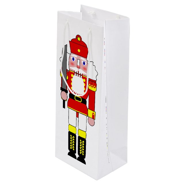 Nutcracker Soldiers Christmas Wine Gift Bag (Front Angled)