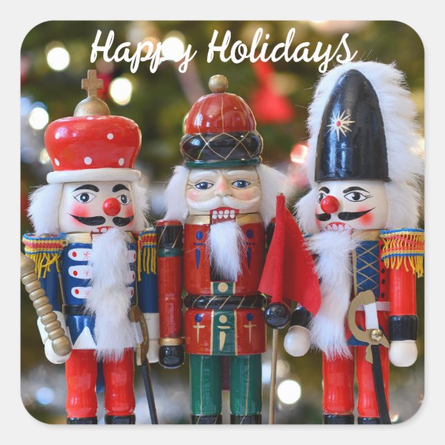 Nutcracker Soldiers Festive Christmas Red Green Square Sticker (Front)