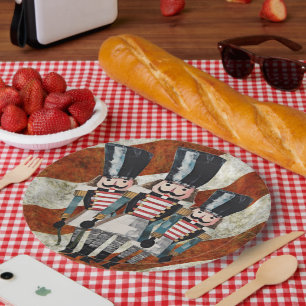 Nutcracker Soldiers Red White Stripes  Paper Plate