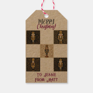Nutcracker Sparkle Chequerboard Traditional Gift Tags