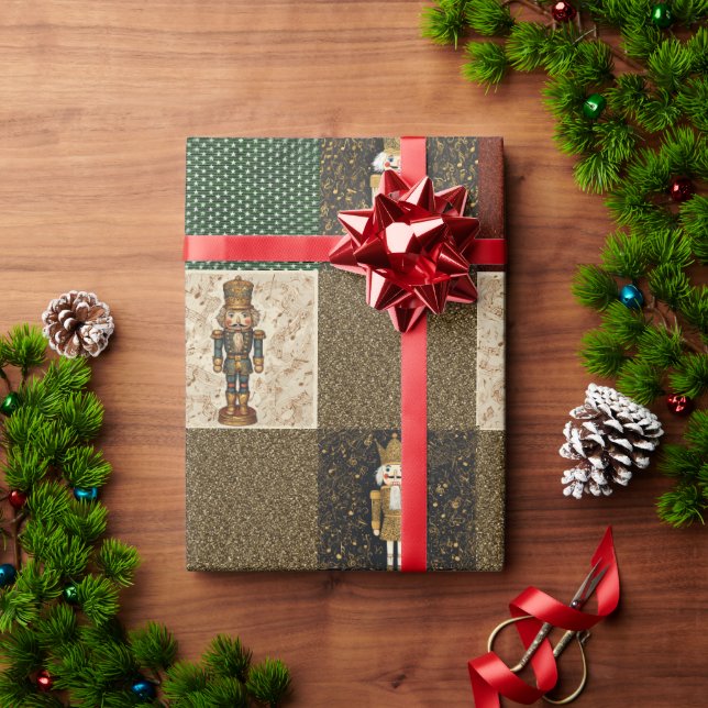 Nutcracker Sparkle Chequerboard Traditional Wrapping Paper (Holiday Gift)