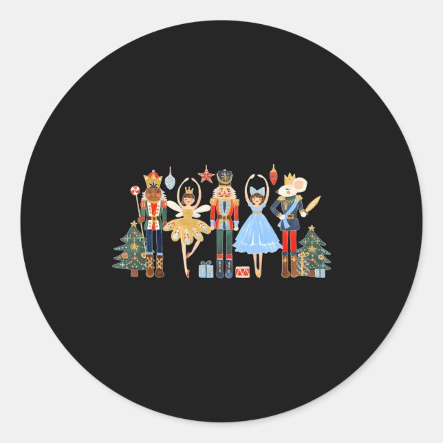 Nutcracker Squad Ballet Dance Matching Family Chri Classic Round Sticker (Front)