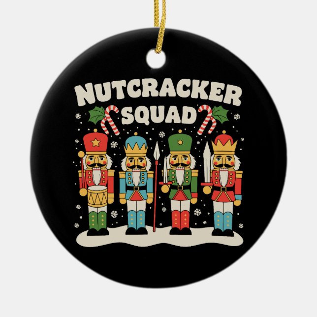 Nutcracker Squad Christmas Xmas Holiday Season Ceramic Tree Decoration (Front)