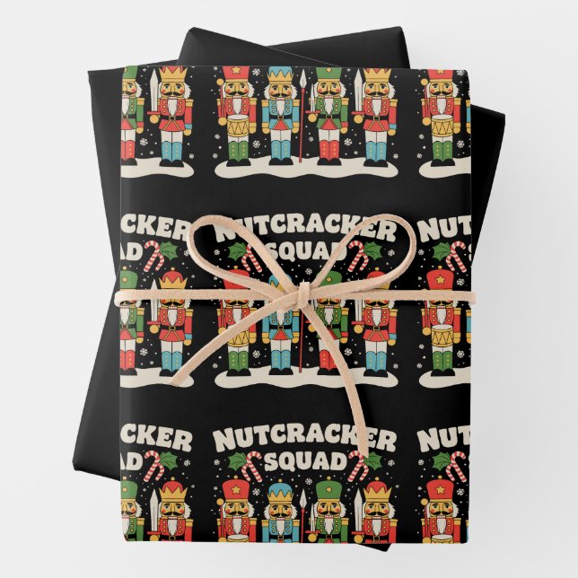 Nutcracker Squad Christmas Xmas Holiday Season Wrapping Paper Sheet (In situ)