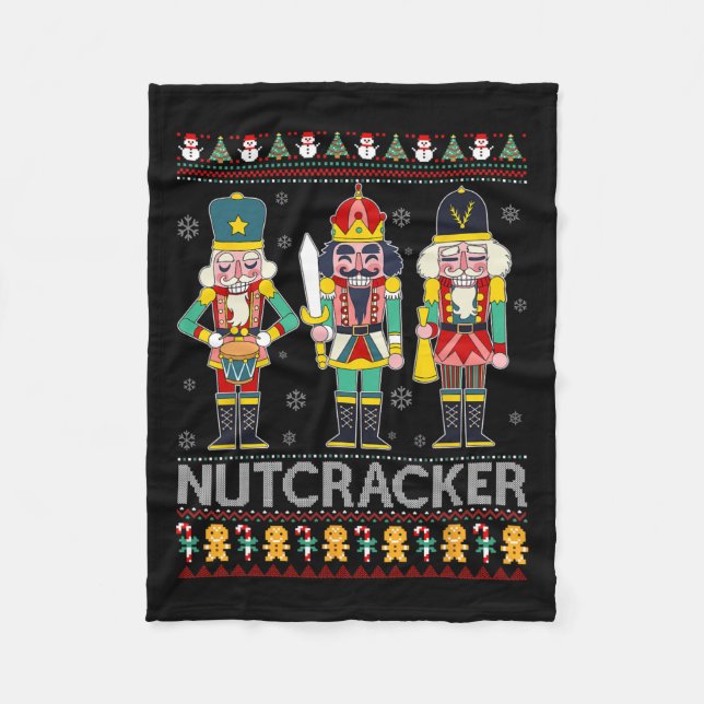Nutcracker Squad Shirt Funny Ugly Christmas Sweate Fleece Blanket (Front)