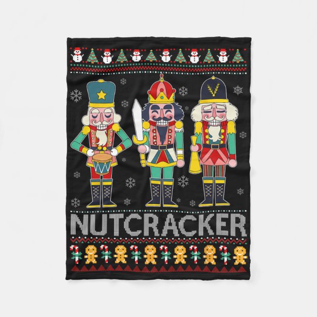 Nutcracker Squad Shirt Funny Ugly Christmas Sweate Fleece Blanket (Front)
