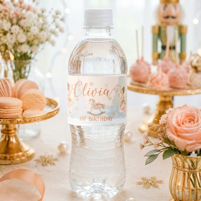 Nutcracker Sugar Plum 1st Birthday Water Bottle Label (Nutcracker Sugar Plum 1st Birthday Water Bottle Label)